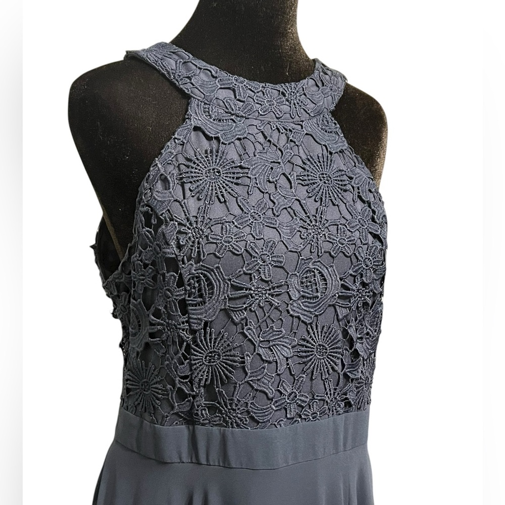 Lulu’s Navy Lace Halter Neck Maxi Dress XL - Picture 2 of 10